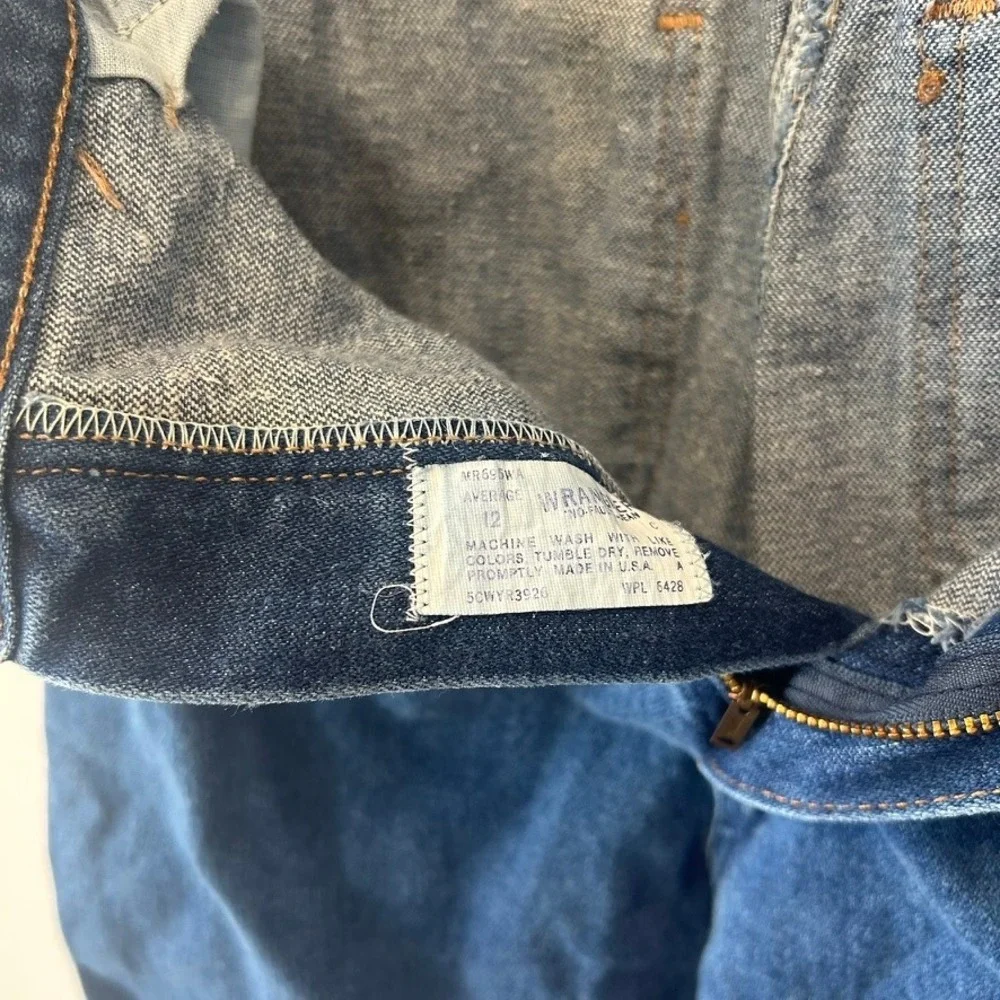 Vintage Wrangler Jeans Womens 12 Average Blue Denim High Rise Straight Leg USA